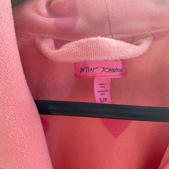 Betsey Johnson Robe hearts orange pink ruffle frills cute y2k bathrobe soft - Picture 2 of 6